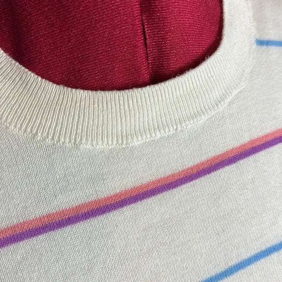 Banana Republic White Sweater with Pink and Blue Stripes - Picture 5 of 5